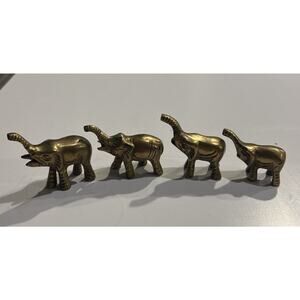 Vintage Brass Elephants Set Of 4. 1.5” - 2”.